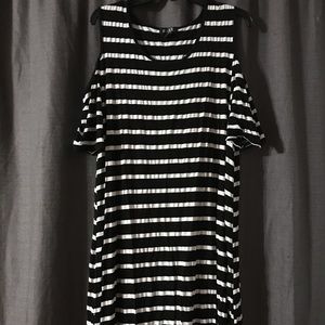 Cold shoulder plus size 3X black and white striped dress